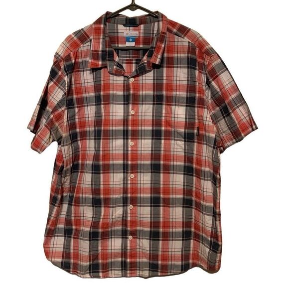 Columbia Size XXL Red Blue Plaid Short Sleeve Button Shirt - Picture 1 of 4